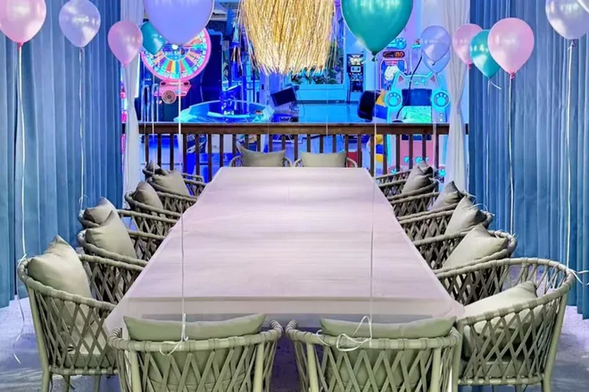 Birthday party dining setup at Forever Young